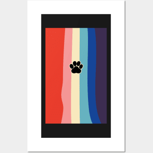 Dog paw on rainbow stripes Posters and Art